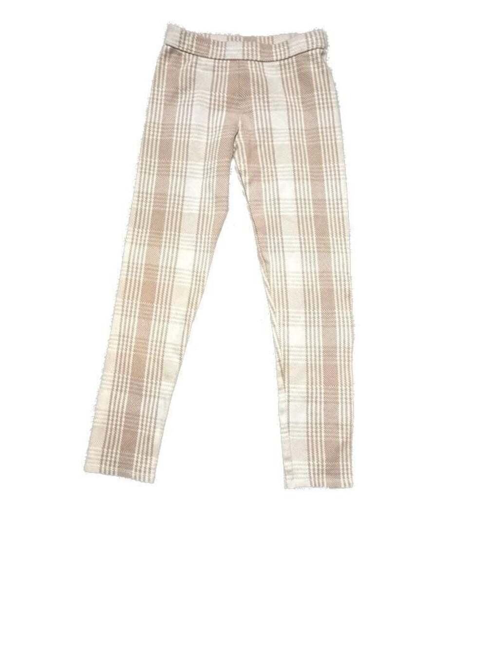 Janie and Jack Girls Tan and White Plaid Knit Leggings Size 12